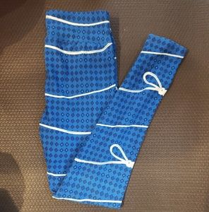 Lularoe Blue and White Bow Leggings One Size